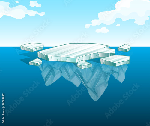Thin iceberg on water