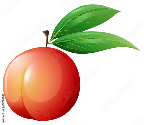 Fresh peach with leaves