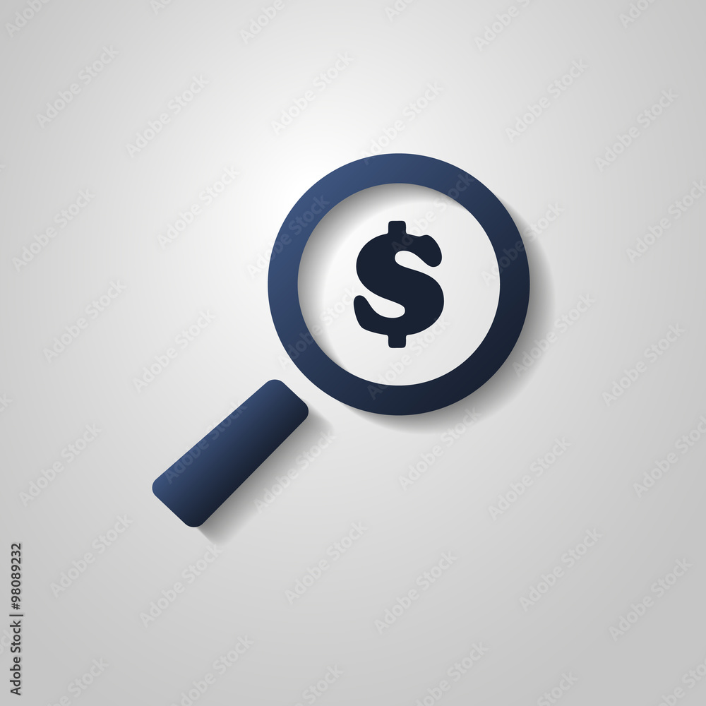 Business Analysis Symbol with Dollar Sign and Magnifying Glass Icon and pie chart. Business Analysis Symbol with Dollar Sign and Magnifying Glass Icon and pie chart.