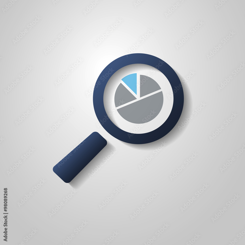 Business Analysis Symbol with Magnifying Glass Icon and Pie Chart. Business Analysis Symbol with Magnifying Glass Icon and Pie Chart.
