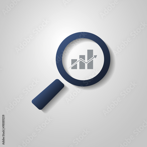 Business Analysis Symbol with Magnifying Glass Icon and Chart.