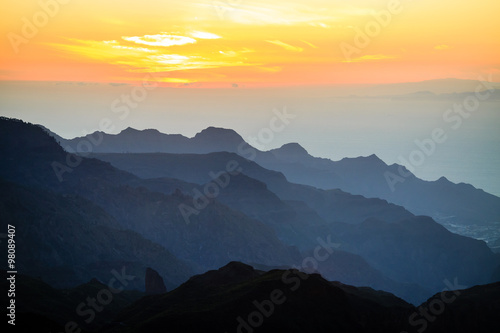 Mountains inspirational sunset landscape, Pico del Teide volcano
