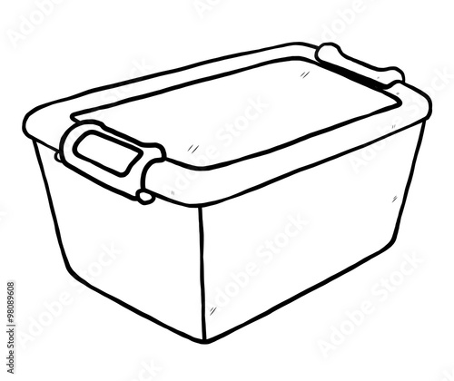 closed plastic box / cartoon vector and illustration, black and white, hand drawn, sketch style, isolated on white background.