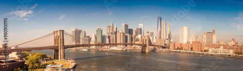 Brooklyn Bridge and downtown Manhattan, panoramic view