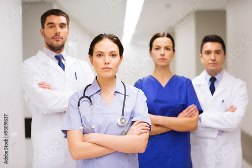 group of medics or doctors at hospital