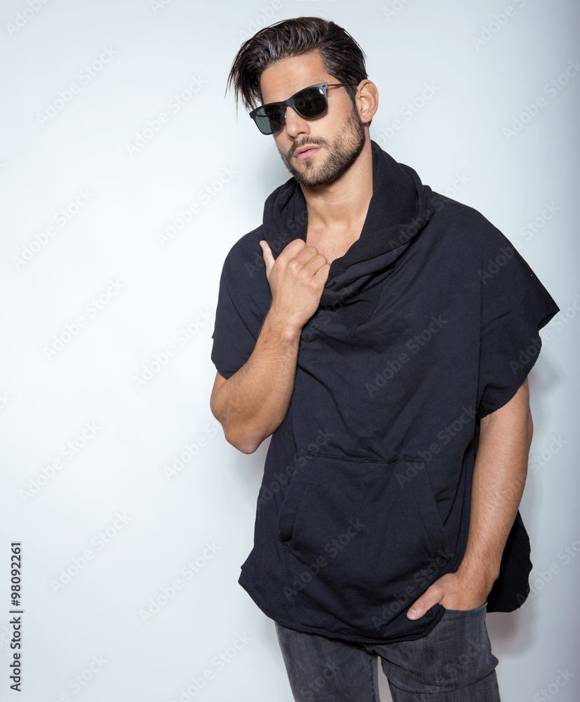 handsome young and fit man posing in casual clothes handsome young and fit man posing in casual clothes