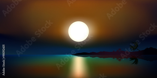 Paysage Coucher de soleil nuit-Ile