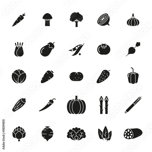 Vegetables Solid Vector Icon Set