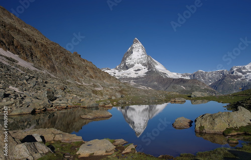 Matterhorn view with reflection in water