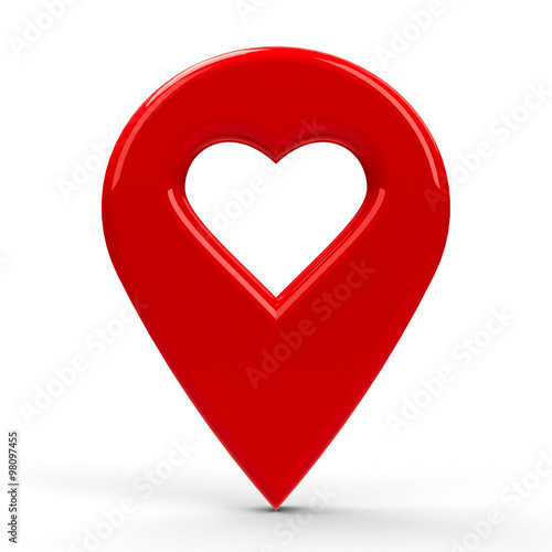 Red map pointer with heart photo