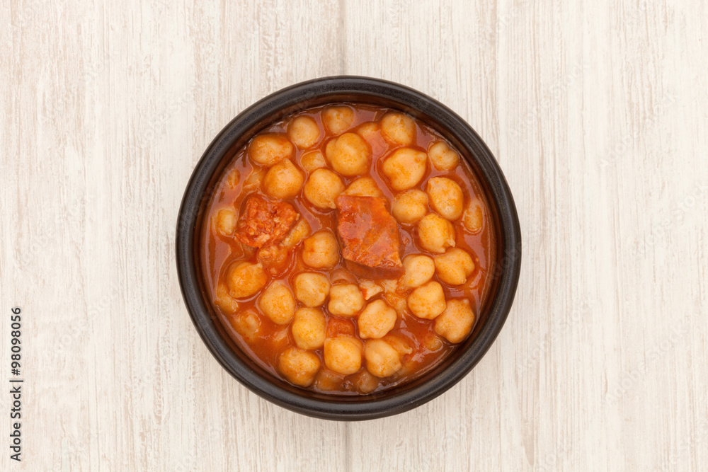 Dish of Spanish-style cooked chickpea Dish of Spanish-style cooked chickpea