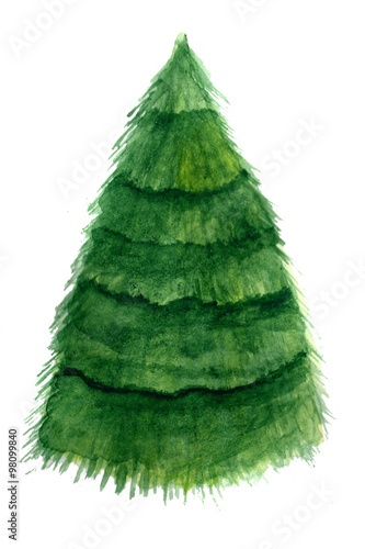 Christmas tree in watercolor