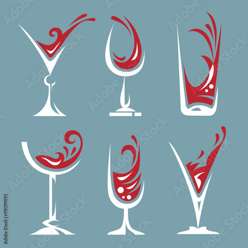 set of wine and liqueur glasses