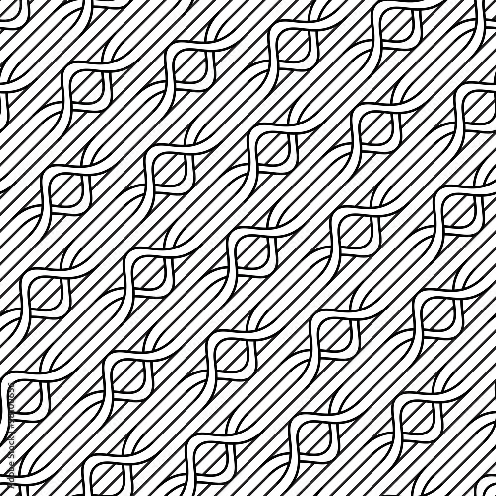 Vector seamless texture. Modern abstract background. The geometric pattern of stripes. Monochrome spit located diagonally.