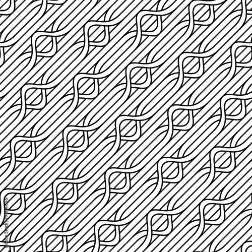 Vector seamless texture. Modern abstract background. The geometric pattern of stripes. Monochrome spit located diagonally.