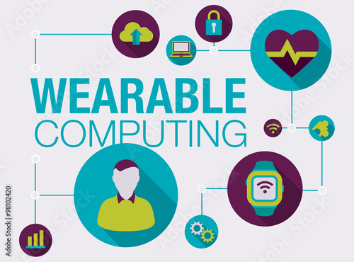 Wearable computing or wearable computer vector illustration of body-borne computers and machine intelligence.