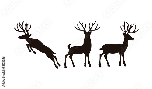 silhouette deer on white background