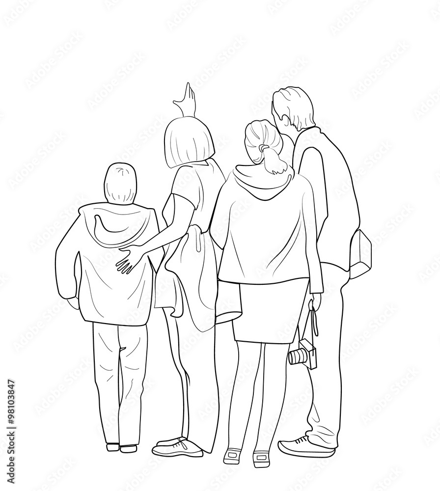 Fototapeta premium Sketch of people standing