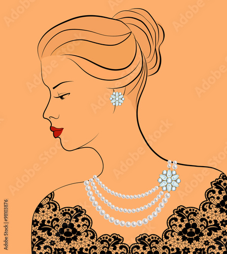 woman with pearl jewelry 