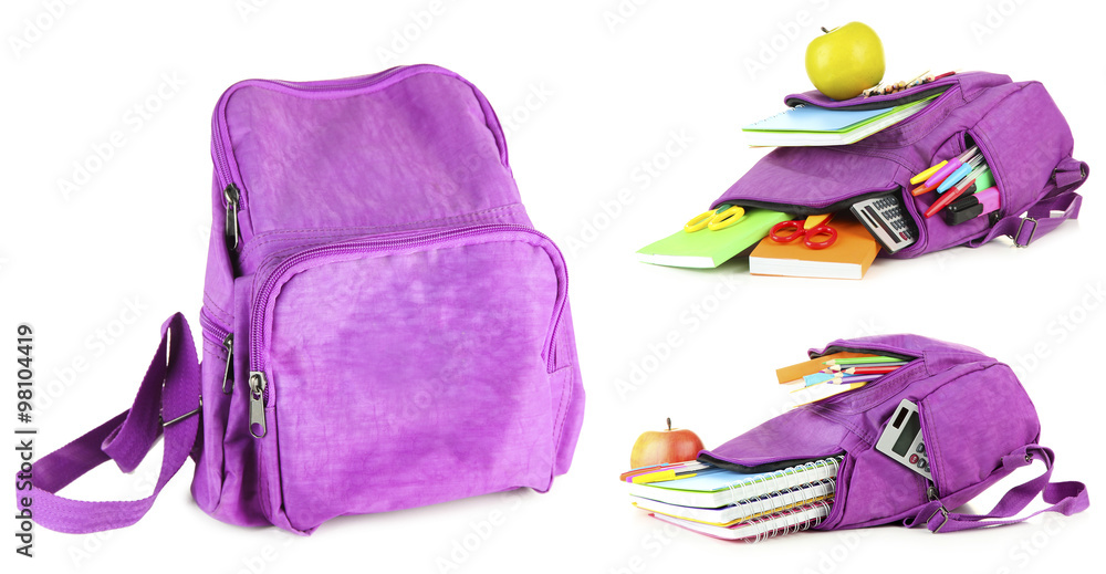 School backpacks, isolated on white School backpacks, isolated on white