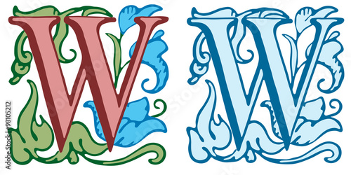 Vintage initials letter w