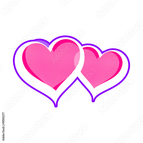 Two loving hearts vector illustration. Romantic rendezvous