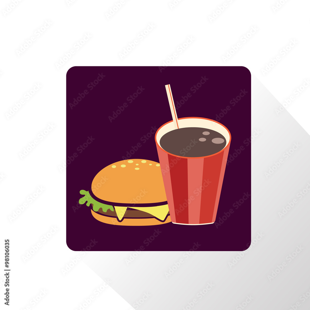 Hamburger and cola icon Hamburger and cola icon