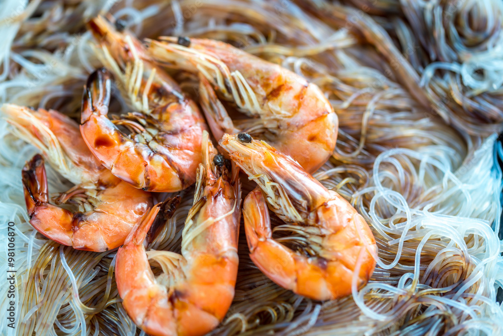 Asian noodles with shrimps Asian noodles with shrimps