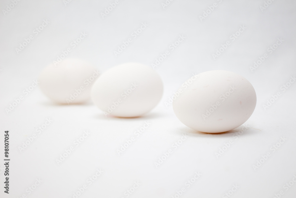 white eggs on a white background 