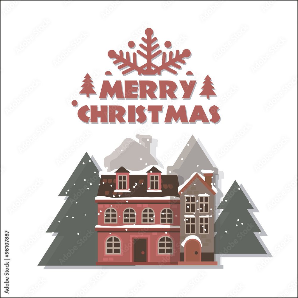 merry christmas home on a whte background merry christmas home on a whte background