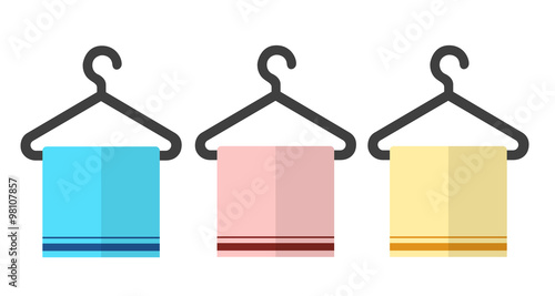 Icono plano toalla en percha en varios colores #1