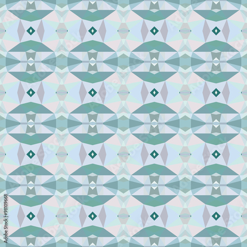 Seamless pattern with crystals in cold tones.