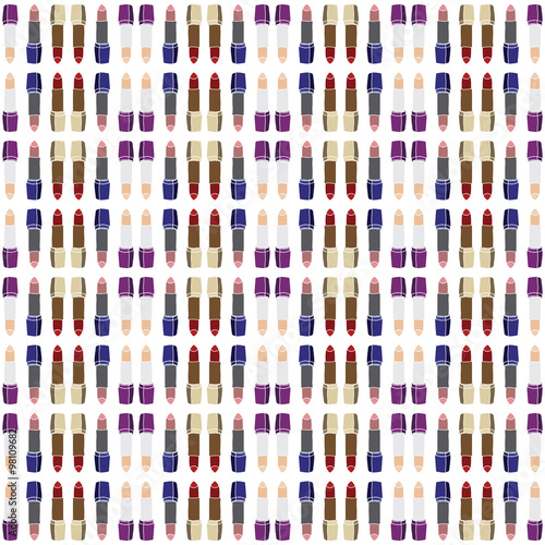 Seamless background hand drawn Illustration with different lipstick