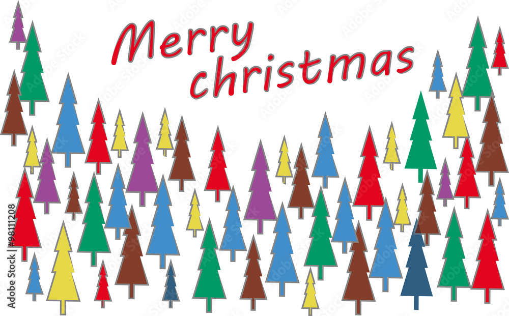 Merry Christmas trees. Drawn vector children Merry Christmas trees. Drawn vector children