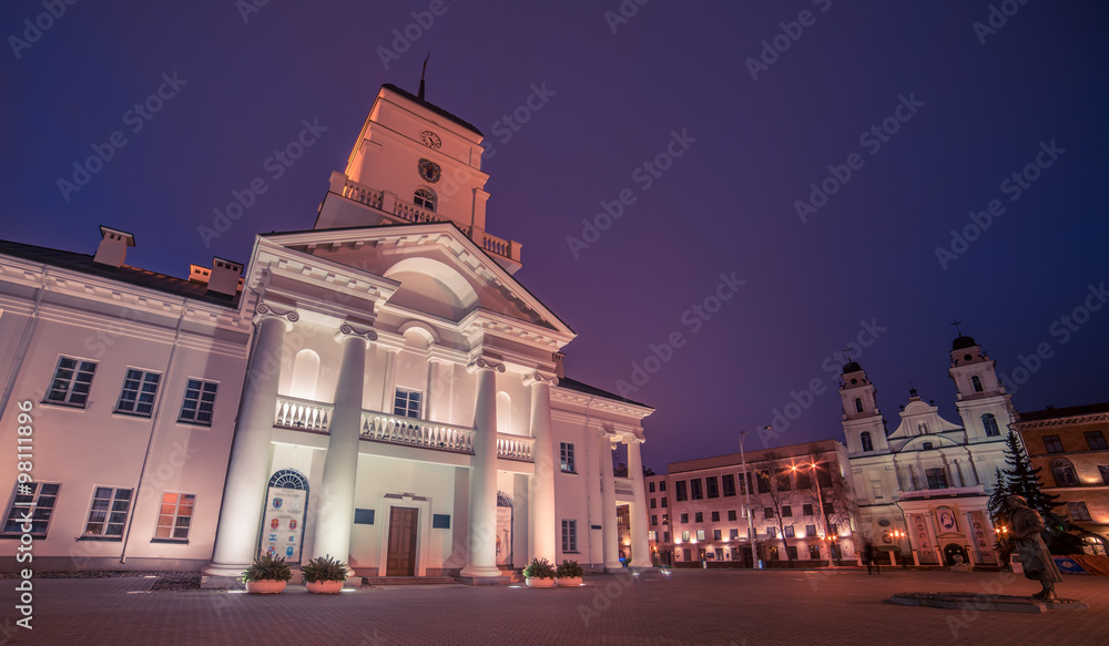 Minsk, Belarus: City Hall in the sunset