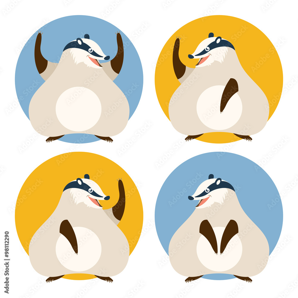 Fototapeta premium Set of badgers