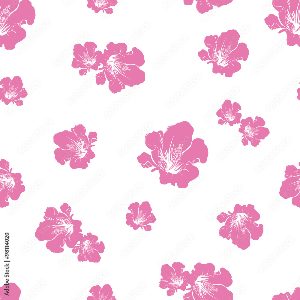 Floral seamless pattern with isolated red flowers on white background Floral seamless pattern with isolated red flowers on white background
