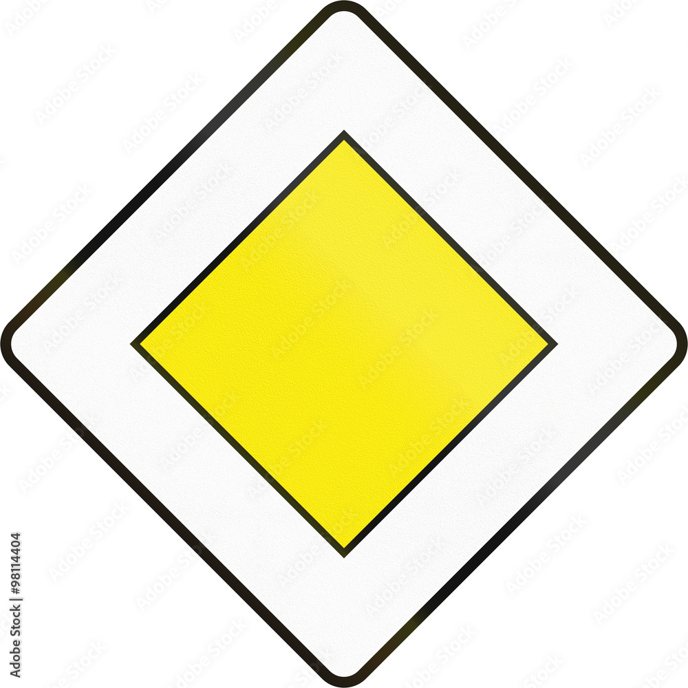 Road sign - Priority Road in Slovenia Road sign - Priority Road in Slovenia