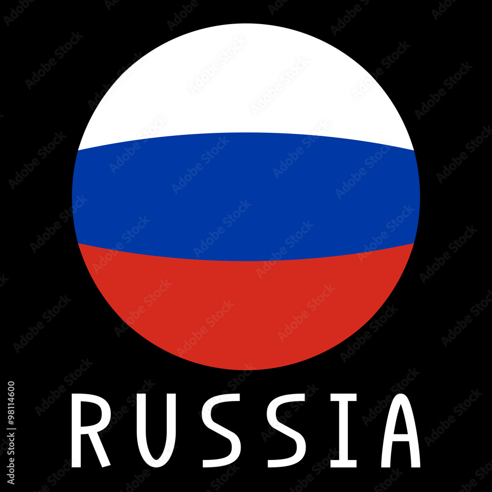 Russian flag in globe form and word Russia Russian flag in globe form and word Russia