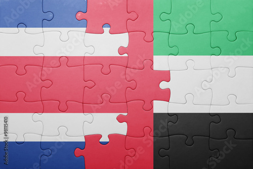 puzzle with the national flag of united arab emirates and costa rica