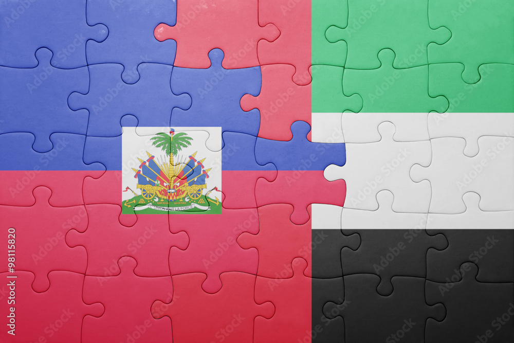 puzzle with the national flag of united arab emirates and haiti puzzle with the national flag of united arab emirates and haiti