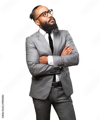 business black man crossing arms