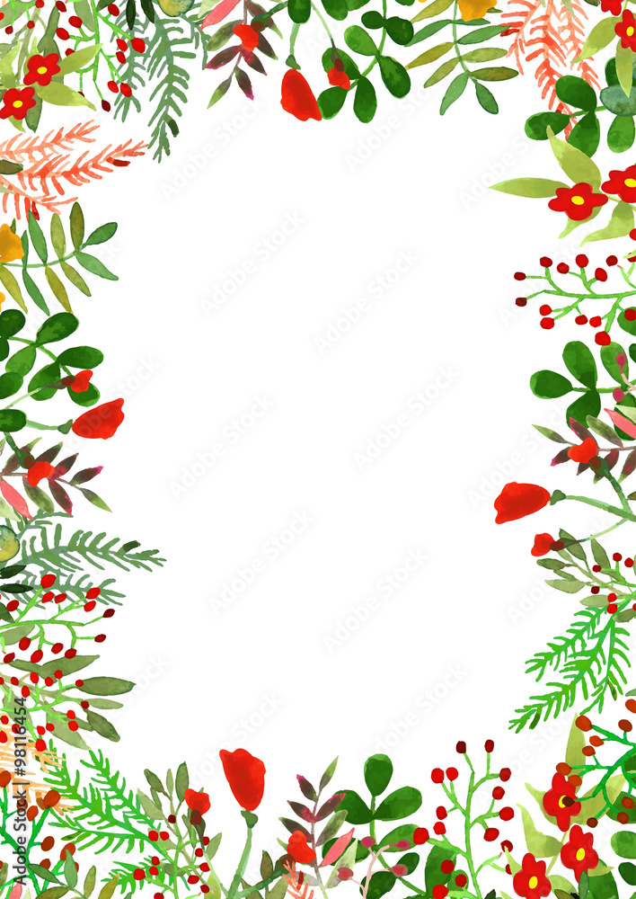 Fototapeta premium Vector flowers set. Colorful floral collection with leaves and flowers, drawing watercolor.Design for invitation, wedding or greeting cards