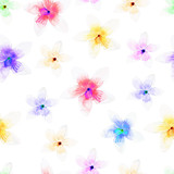 Seamless pattern with white flowers drawn watercolor