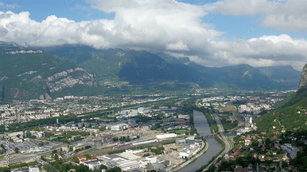 The view of the mountains surrounding the city of Grenoble. Amazing view from the top of the mountain The view of the mountains surrounding the city of Grenoble. Amazing view from the top of the mountain
