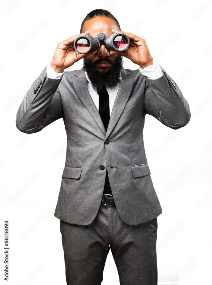 business black man holding binoculars business black man holding binoculars