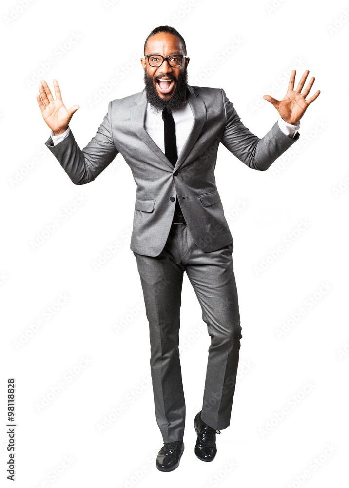 full body business black man shouting full body business black man shouting
