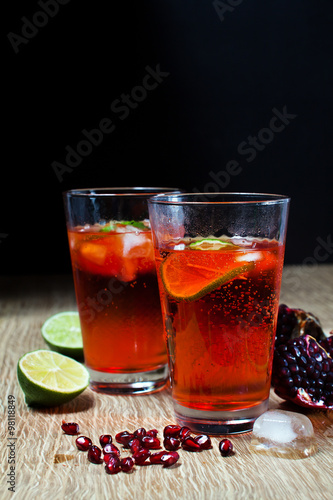 red Mojito with fresh berries and pomegranate.