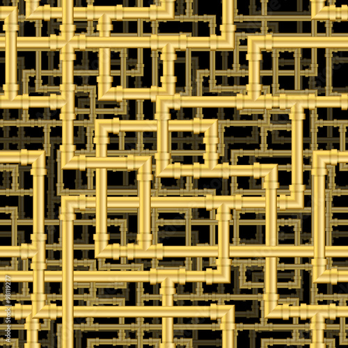 Repeating pipework steam punk maze. Tileable vector wallpaper that repeats left, right, up and down
