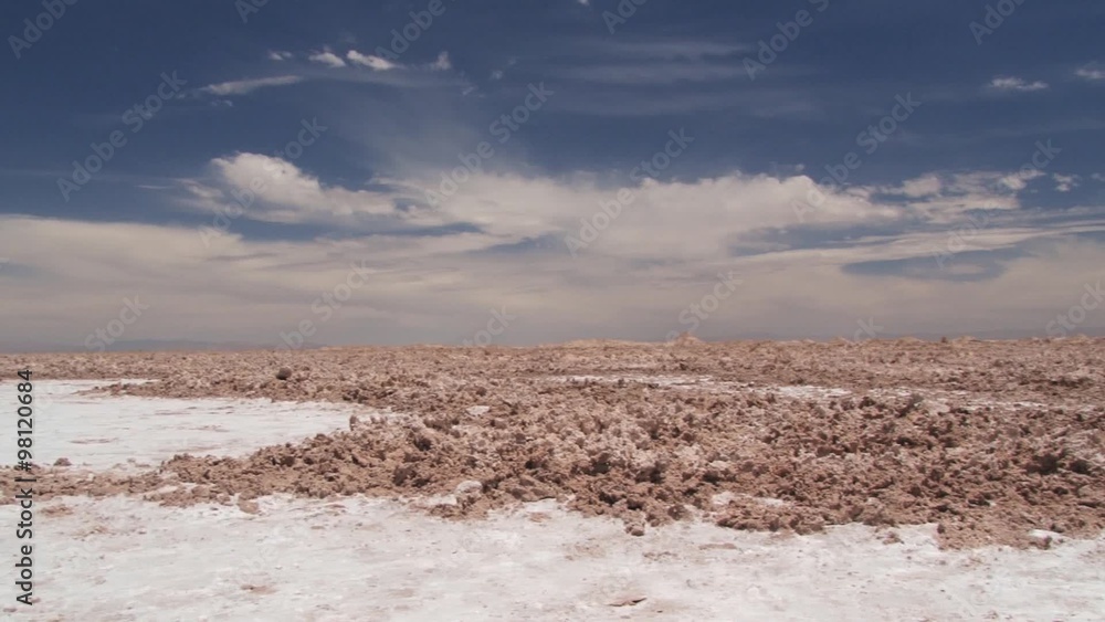 View to the salty desert surface with Andes Mountains at the background in Atacama desert, Chile. View to the salty desert surface with Andes Mountains at the background in Atacama desert, Chile.